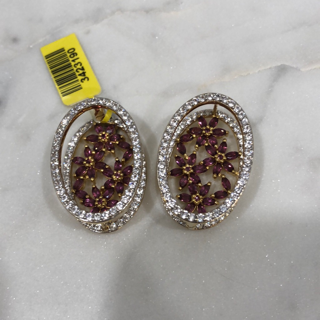 Orissa Rhodolite Garnet Floral Latch Back Earrings